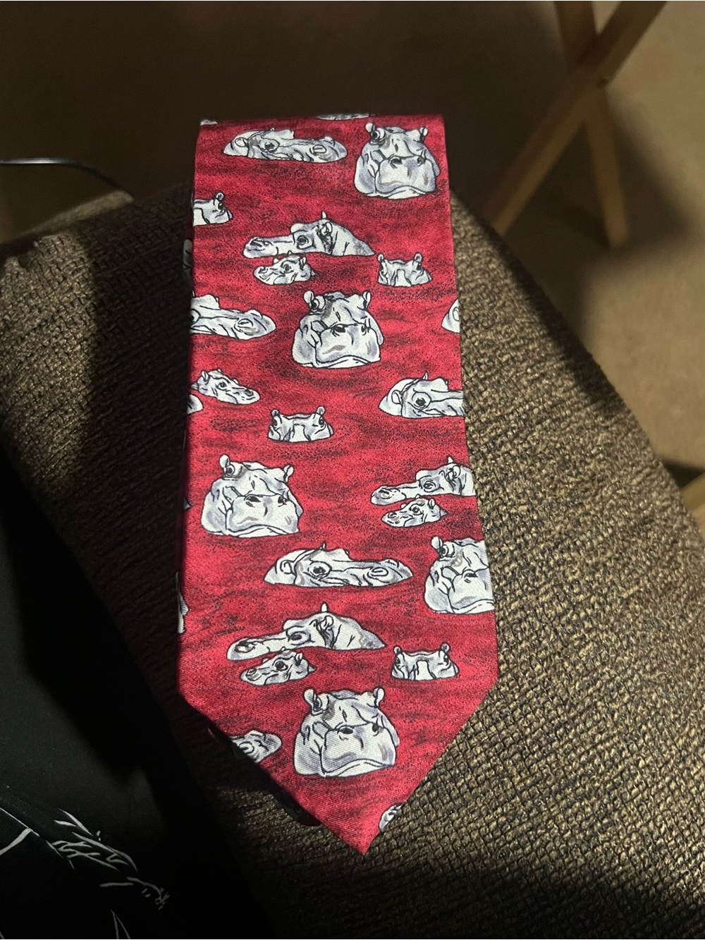 Novelty Red Hippo Print Tie